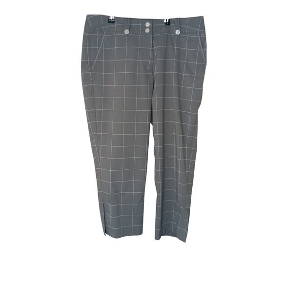 Nike Golf Pants Size 8 Gray Windowpane Plaid Dri-Fit Cropped Capris Activewear - Picture 2 of 15